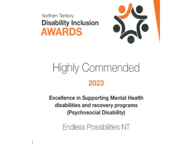2023 NT Disability Inclusion Awards highly commended certificate for EPNT.