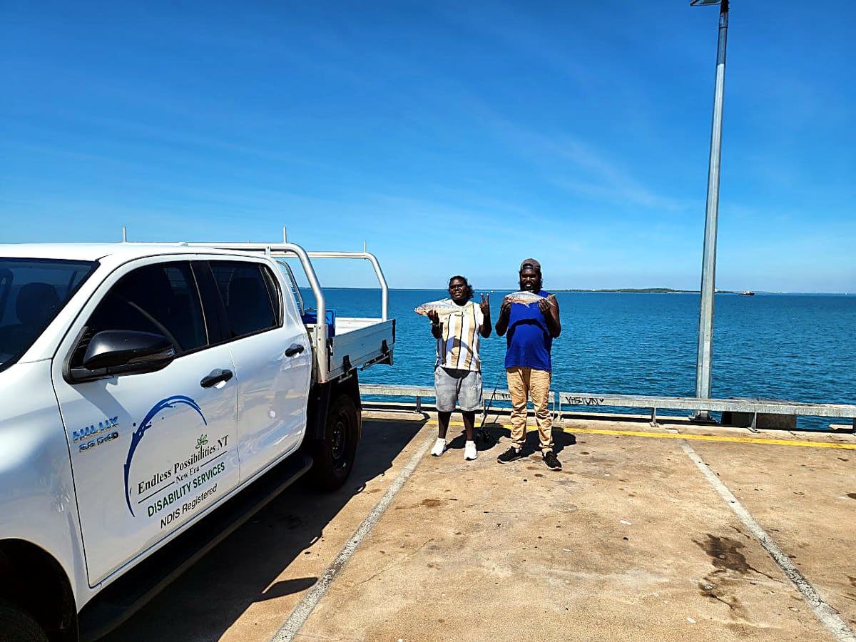 The EPNT support vehicle parked at a Darwin beach during a community outing
